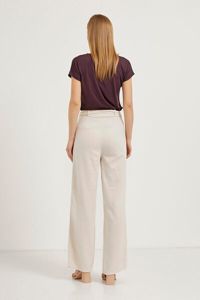 Arma Life Women's Wide Leg Stone Palazzo Trousers with Belt