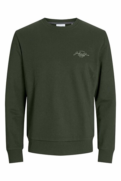 Jack & Jones Чоловіча зелена кофта з круглим вирізом Jjferris 12256837-Kombugree