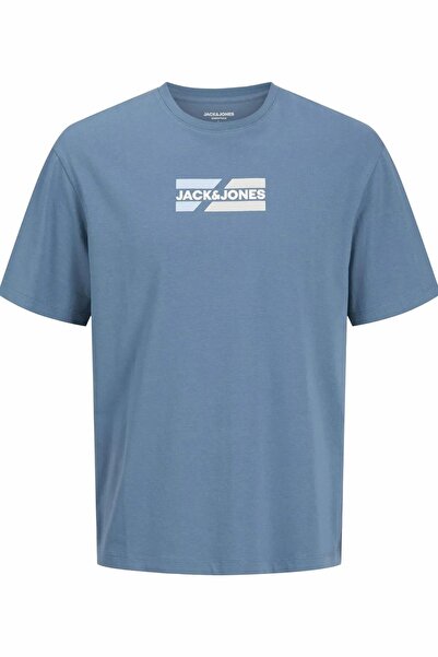 Jack & Jones Men's Blue Jjcorp Graphic Tee Ss O-Neck Ln T-Shirt 12268415-Oceanview