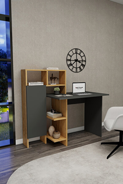 ARNETTİ Buğra Dolaplı Çalışma Masası – Antrasit & Safirmeşe, Bilgisayar Masası