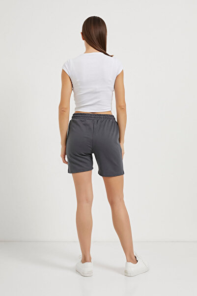 Arma Life Kadın Beli Lastik Yazlık Iki Iplik Antrasit Mini Şort