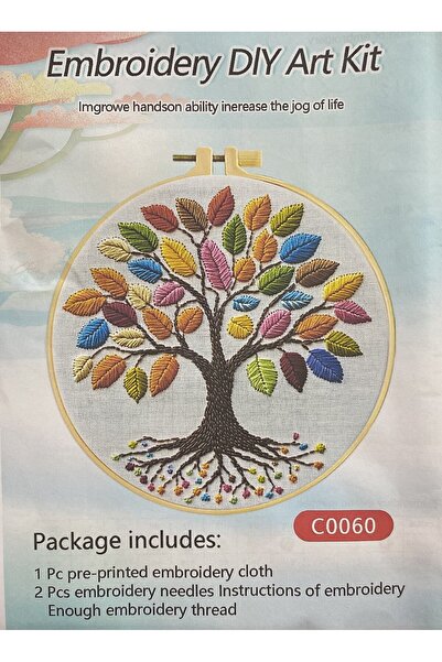 EleganTShoP Elegant Kanaviçe Baskılı Etamin Kiti (iplik, iğne, kumaş) 15*15 c...