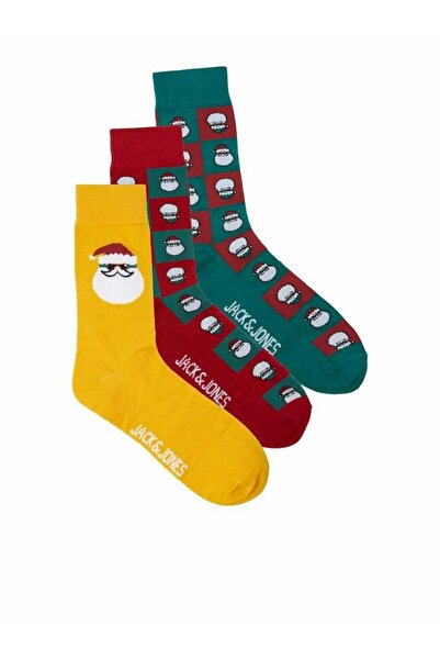 Jack & Jones Men's Red Jacsquare Santa Socks Giftbox Socks 12246143-Riored
