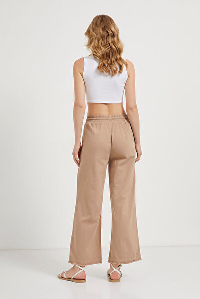 Arma Life Kadın Beli Lastikli Bol Paça Baggy Kahve Pantolon