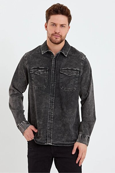 SPORTUEL Чоловіча сорочка Street One Чоловіча сорочка Jean Gömlek S202201-Antrasit