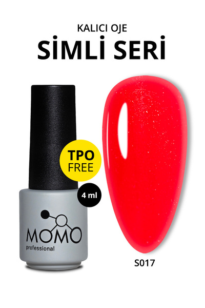 MOMO professional Kalıcı Oje S017, Hafif Simli Kırmızı, 4 ml, TPO- FREE
