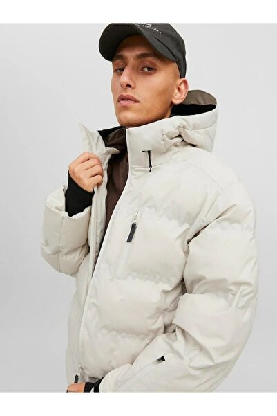 Jack & Jones Men's White Jcosweep Puffer Sn Coat 12238998-Moonbeam