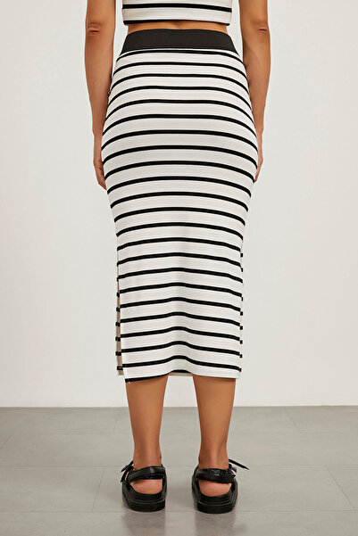 Arma Life Fusta lungă albă cu dungi elastice pentru femei