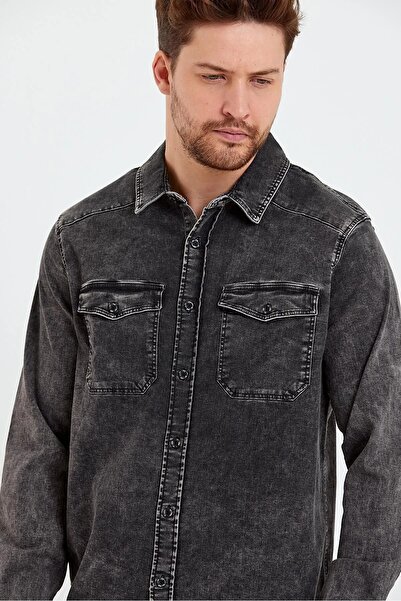 SPORTUEL Чоловіча сорочка Street One Чоловіча сорочка Jean Gömlek S202201-Antrasit