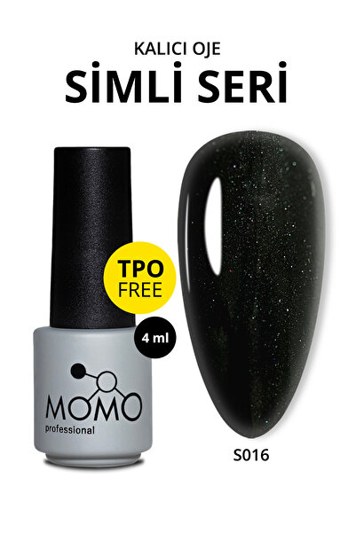 MOMO professional Kalıcı Oje S016, Hafif Simli Siyah, 4 ml, TPO- FREE