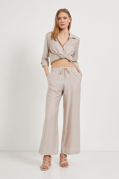 Arma Life Women's Elastic Waist Textured Wide Leg Baggy Pants