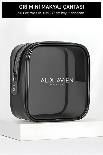 Alix Avien Gri Mini Makyaj Çantası - Gray Cosmetic Bag