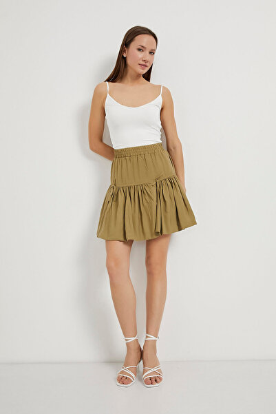 Arma Life Women's Summer Elastic Ruffled Khaki Mini Shorts Skirt