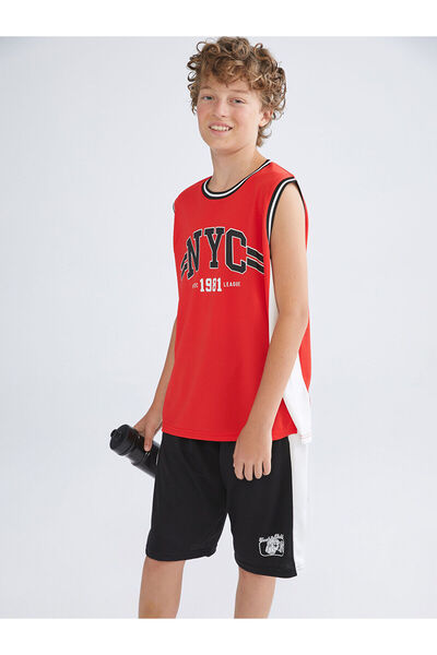 LC Waikiki LCW Kids Orange Crew Neck NYC bedrucktes Unterhemd für Jungen