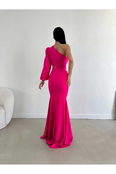 MADAMNİZ Βραδινό φόρεμα με φούξια μονό μανίκι