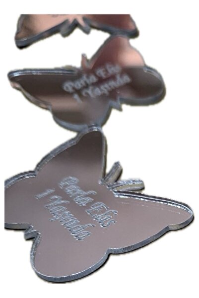 GÜVEN Pleksi Lazer Kesim Kelebek Figür Etiket Isim Nişan Doğum Yapışkanlı 25 ...