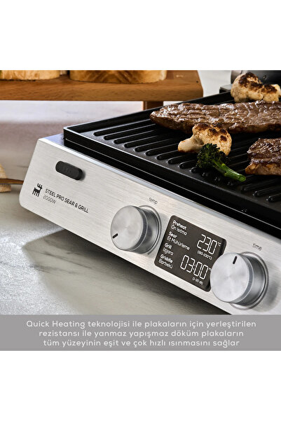 Karaca Inox Pro Grill and Toaster - Modern Design - Smart Digital Display