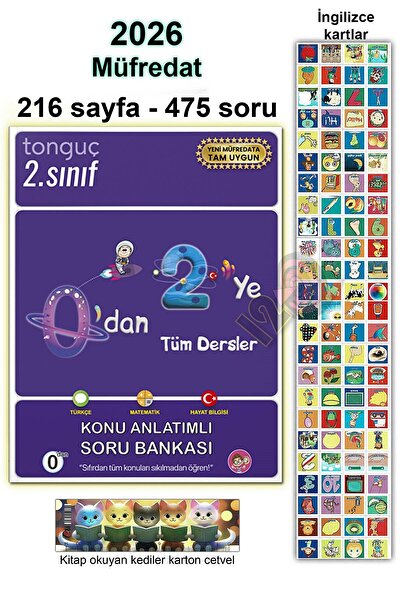 Tonguç Yayınları 2. sınıf 0'dan 2'ye Konu Anlatımlı Soru Bankası - İngilizce Kelime Kartları