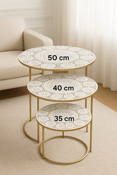 Rona Home Розкішний набір скатертин для журнального столика, 3 скатертини, автентичний та елегантний дизайн, водонепроникний, не залишає плям