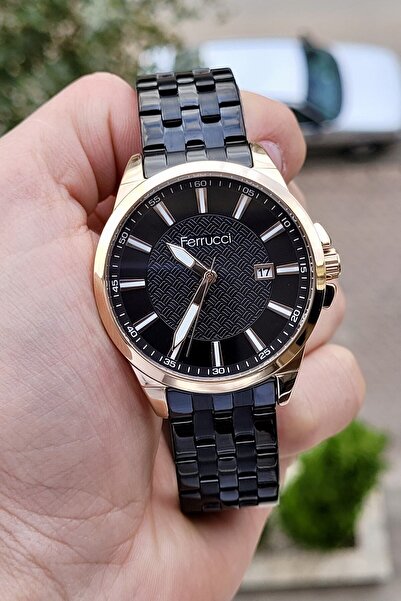 Ferrucci Men's Wristwatch with Case Pink Cord Black Color Adjustable Cord