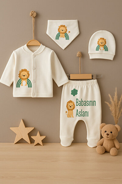 bebekpare Erkek Bebek Hastane Çıkış Seti Babasının Aslanı