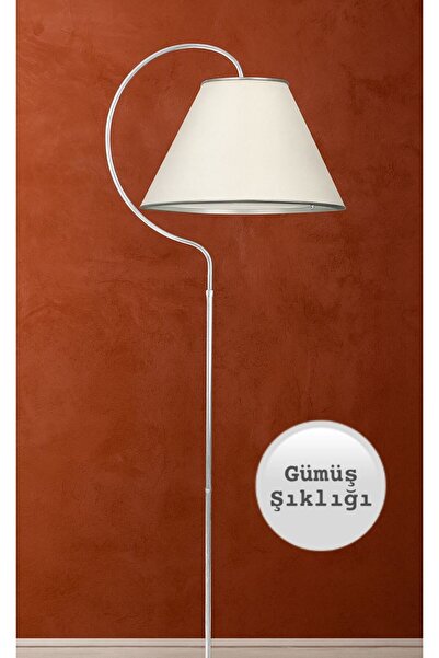 VENON Güven Avize Lambader Holo Elips Gümüş Patine (silver Çember) Krem Şapka