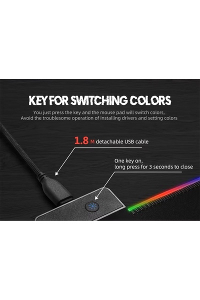 OEM JERTECH Gaming Mousepad RGB Lighting 800x300x4mm, Black, 14 Lighting Modes