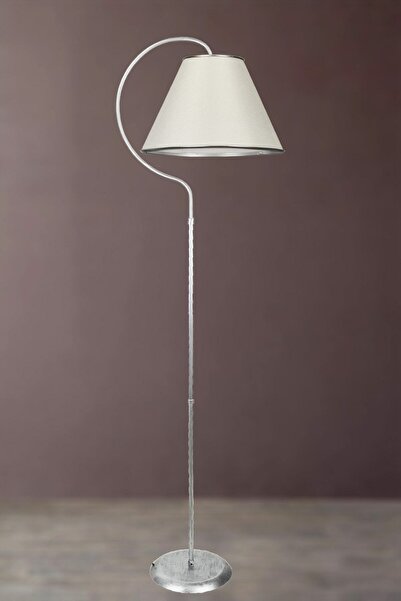 VENON Güven Avize Lambader Holo Elips Gümüş Patine (silver Çember) Krem Şapka