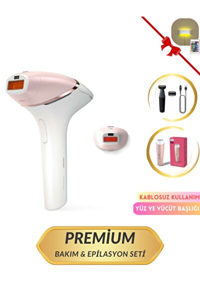 Philips Kablosuz Yüz ve Vücüt 2 Başlık+ Çanta Lazer Epilasyon + Tüy alma cihazı + Traş Makinesi + Lambader