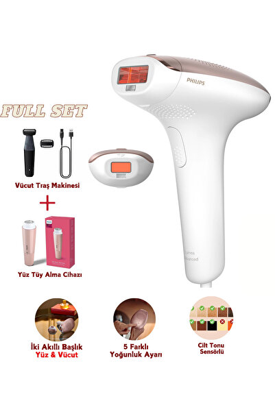 Philips Yeni Premium Full Epilasyon Seti - Yüz & Vücut 2 Ayrı Aparatlı - Traş Makinesi & Yüz Tüy Alma Cihazı