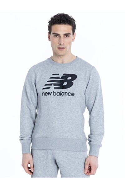 New Balance Nb Lifestyle Men Sweatshirt Gray Melange Men's Sweatshirt Mtc1105