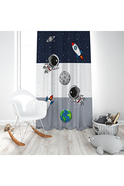 EVSEHOMES Rocket Space and World Single Wing Background Curtain