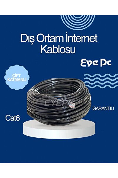 EYE PC SİYAH İÇ - DIŞ Kaliteli 100mt Yüz 100 Metre Cat6 Cat 6 Ethernet Intern...