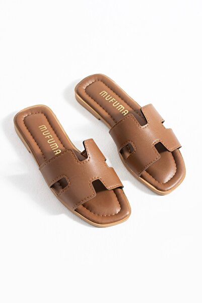 MUFUMA شباشب نسائية فاخرة باللون البني