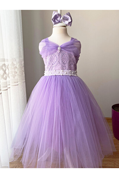 BerrinceTasarım İncili Dantelli Askı Detaylı Kız Çocuk Abiye Elbise