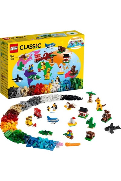 LEGO جولة عالمية كلاسيكية 11015 - مجموعة ألعاب مع ألعاب حيوانات (950 قطعة)