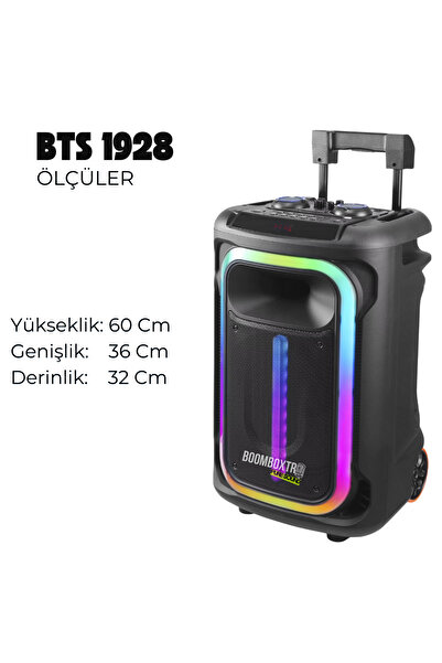 Brodu Bts 1928 Taşınabilir  Şarjlı 12 inc 100 w Karaoke Amfi Bluetooth Parti Hoparlörü