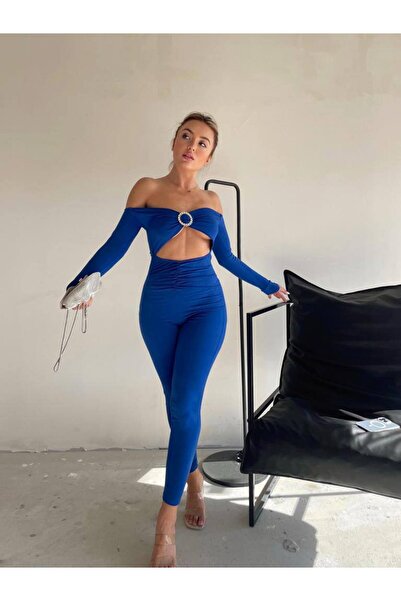 hipnoz butik Salopetă cu mânecă lungă cu detaliu accesoriu de piatră pentru femei (vizual original)