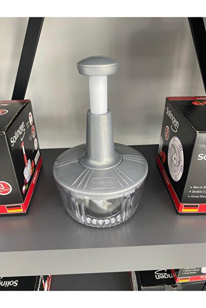 PDESİGN Solingen 3 Bıçaklı Paslanmaz Çelik Basmalı El Rondosu Manuel Sebze Meyve Doğrayıcı Gümüş Renk