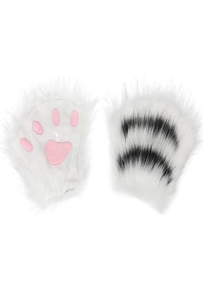 CAŞ DEKORASYON Black and White Color Paw Plush Gloves