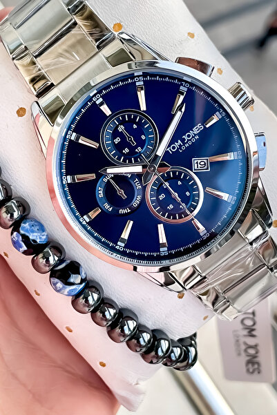 Tom Jones Gümüş Renk Çelik Kordon Erkek Kol Saati 3atm Su Geçirmez 2yıl Garantili Bileklik Hediyeli