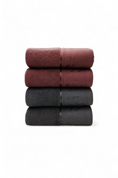 Özdilek Ditsy Towel 4 Pieces - Anthracite Plum