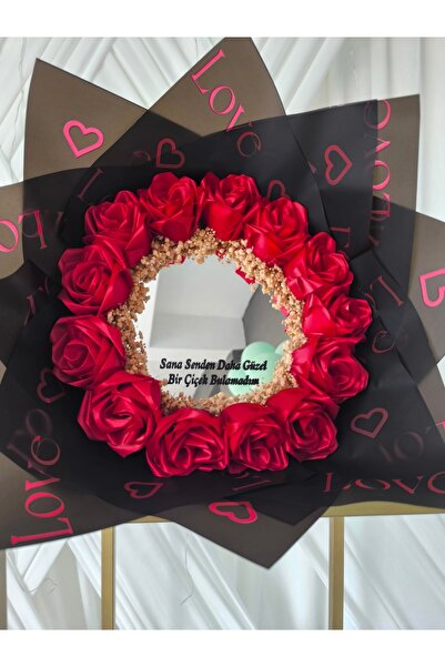 Hayalince Kişiye Özel Solmayan Kırmızı Aynalı Gül Buketi