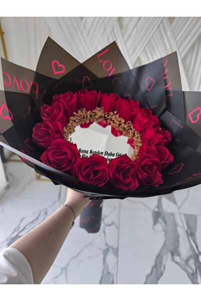 Hayalince Kişiye Özel Solmayan Kırmızı Aynalı Gül Buketi