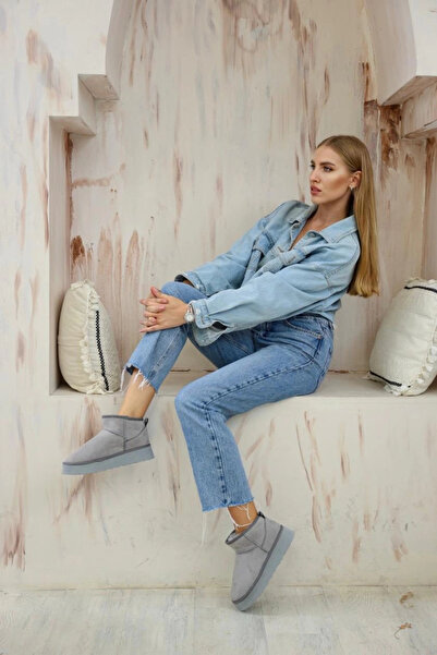 Sivarro Vysoké dámské boty Mini Classic Suede Furry - šedé