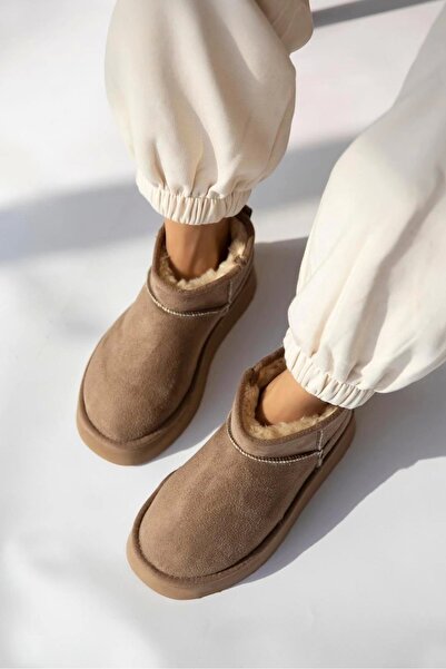 Sivarro Γυναικείες μπότες ψηλές Mini Classic Suede Furry - Mink