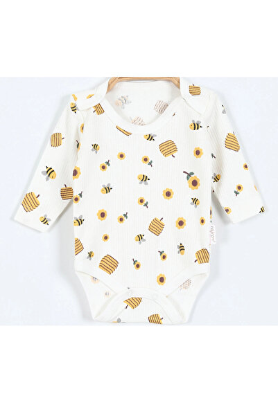 Dominant 100% Cotton Bee Patterned Girl's Snap-On Badi