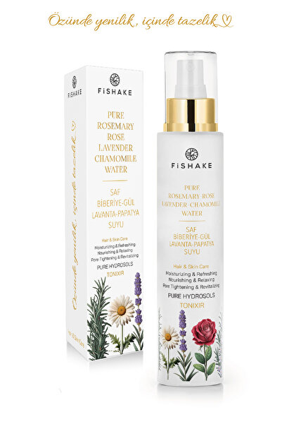 FiShake Tonixir Biberiye- Lavanta- Papatya Suyu- Gül Mayası %100 Saf ve Doğal Özel Formül Mix Hidrosol 100Ml