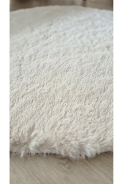 Saray Life Yuvarlak Tavşan Tüyü Peluş Süet Tabanlı Post Vizon Kahve Renk Ultr...