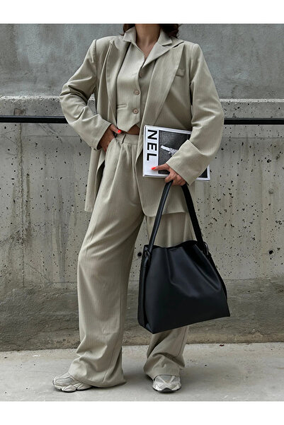 Mojeva Geantă de umăr pentru femei Vaslo, neagră, de dimensiuni mari, cu centură reglabilă